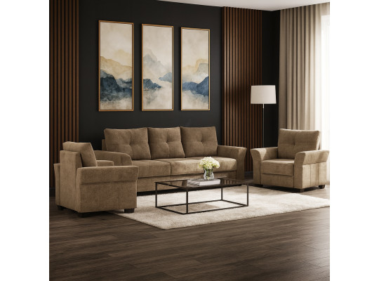 Sofa set HOBEL TEXAS 3+1+1 D/P LIGHT BROWN BEATTO 1012 (6) 