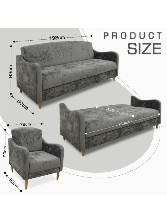 Հավաքածու HOBEL UTA 3+1+1 GREY MONACO 14 (4) 