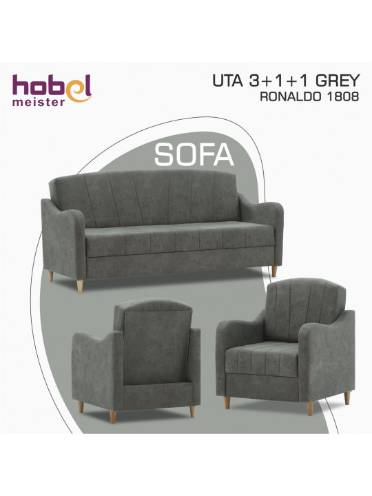 Гарнитур HOBEL UTA 3+1+1 GREY RONALDO 1808 (4) 