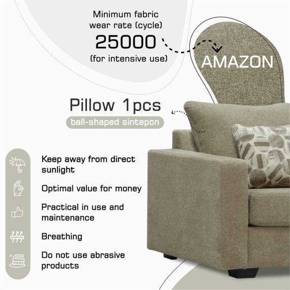 Sofa HOBEL ANGEL 1 LIGHT BROWN AMAZON 2 / GANZA 1009 (1) 