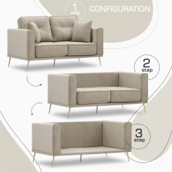 Sofa HOBEL ARMANDO 2 STR CHROM 20SM/CREAM LEONARDO 3 (1) 