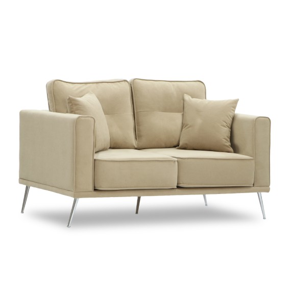 Բազմոց HOBEL ARMANDO 2 STR CHROM 20SM/CREAM LEONARDO 3 (1) 