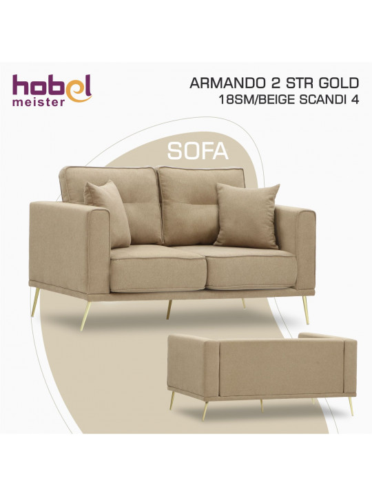 Բազմոց HOBEL ARMANDO 2 STR GOLD 18SM/BEIGE SCANDI 4 (1) 