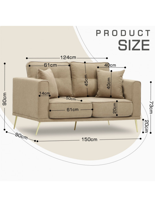 Sofa HOBEL ARMANDO 2 STR GOLD 20SM/BEIGE SCANDI 4 (1) 