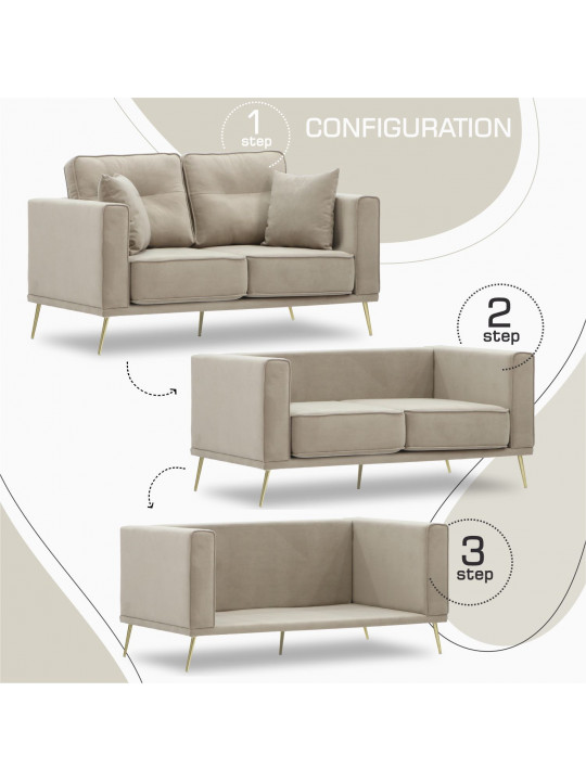 Բազմոց HOBEL ARMANDO 2 STR GOLD 20SM/CAPPUCCINO LEONARDO 4 (1) 