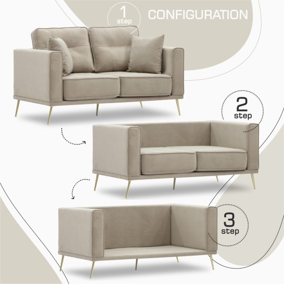 Диван HOBEL ARMANDO 2 STR GOLD 20SM/CAPPUCCINO LEONARDO 4 (1) 