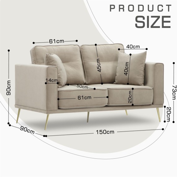 Диван HOBEL ARMANDO 2 STR GOLD 20SM/CAPPUCCINO LEONARDO 4 (1) 