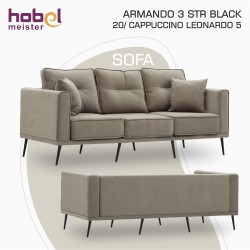 Sofa HOBEL ARMANDO 3 STR BLACK 20/ CAPPUCCINO LEONARDO 5 (1) 