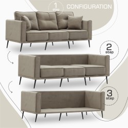 Sofa HOBEL ARMANDO 3 STR BLACK 20/ CAPPUCCINO LEONARDO 5 (1) 