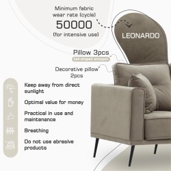 Sofa HOBEL ARMANDO 3 STR BLACK 20/ CAPPUCCINO LEONARDO 5 (1) 