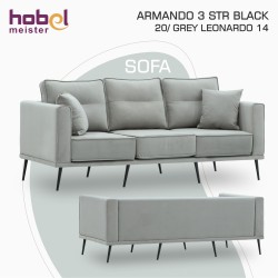 Sofa HOBEL ARMANDO 3 STR BLACK 20/ GREY LEONARDO 14 (1) 