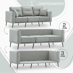 Sofa HOBEL ARMANDO 3 STR BLACK 20/ GREY LEONARDO 14 (1) 