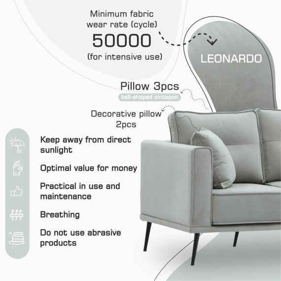 Sofa HOBEL ARMANDO 3 STR BLACK 20/ GREY LEONARDO 14 (1) 