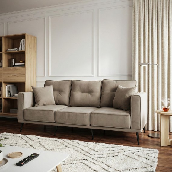 Բազմոց HOBEL ARMANDO 3 STR BLACK 20/ CAPPUCCINO LEONARDO 5 (1) 