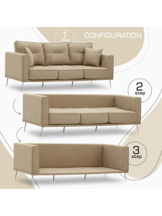 Բազմոց HOBEL ARMANDO 3 STR CHROM 18SM/BEIGE SCANDI 4 (1) 