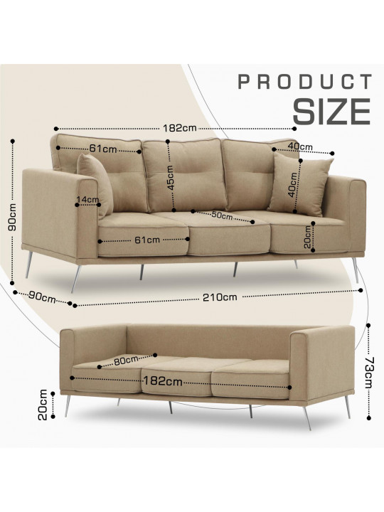 Բազմոց HOBEL ARMANDO 3 STR CHROM 18SM/BEIGE SCANDI 4 (1) 