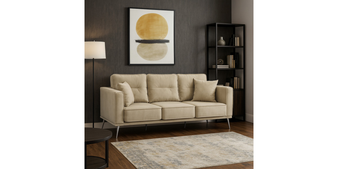 Բազմոց HOBEL ARMANDO 3 STR CHROM 20SM/CREAM LEONARDO 3 (1) 