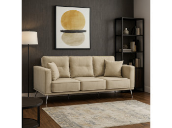 Բազմոց HOBEL ARMANDO 3 STR CHROM 20SM/CREAM LEONARDO 3 (1) 