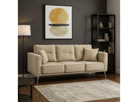 Диван HOBEL ARMANDO 3 STR CHROM 20SM/CREAM LEONARDO 3 (1) 