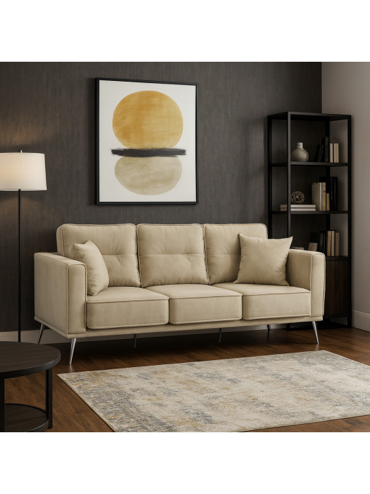 Sofa HOBEL ARMANDO 3 STR CHROM 20SM/CREAM LEONARDO 3 (1) 