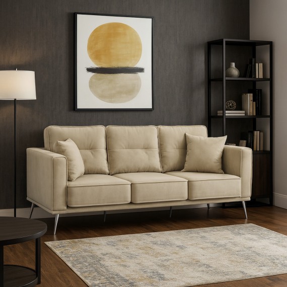 Диван HOBEL ARMANDO 3 STR CHROM 20SM/CREAM LEONARDO 3 (1) 