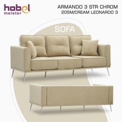 Диван HOBEL ARMANDO 3 STR CHROM 20SM/CREAM LEONARDO 3 (1) 
