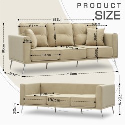 Диван HOBEL ARMANDO 3 STR CHROM 20SM/CREAM LEONARDO 3 (1) 