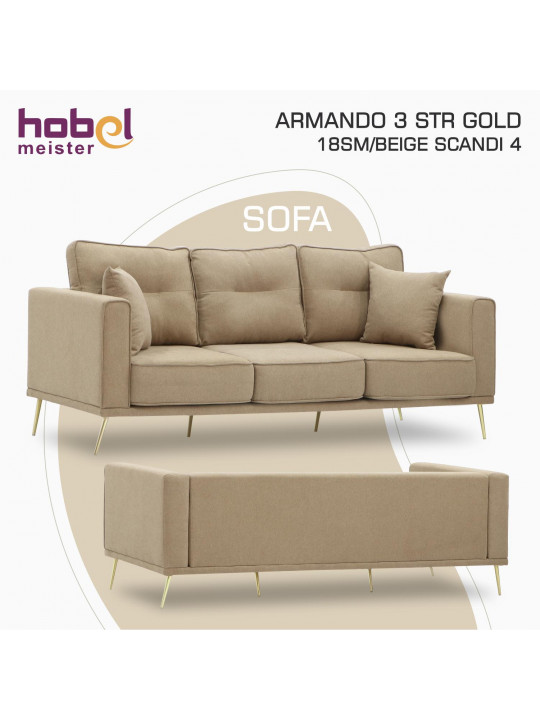 Բազմոց HOBEL ARMANDO 3 STR GOLD 18SM/BEIGE SCANDI 4 (1) 