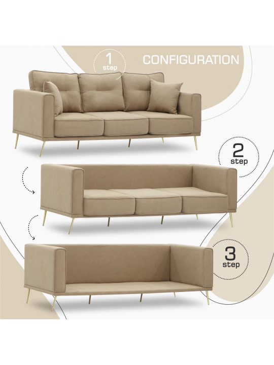 Բազմոց HOBEL ARMANDO 3 STR GOLD 18SM/BEIGE SCANDI 4 (1) 