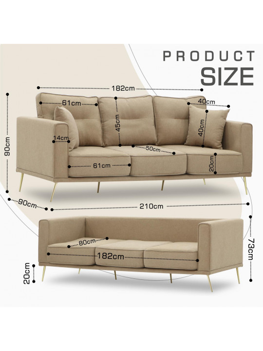 Բազմոց HOBEL ARMANDO 3 STR GOLD 20SM/BEIGE SCANDI 4 (1) 