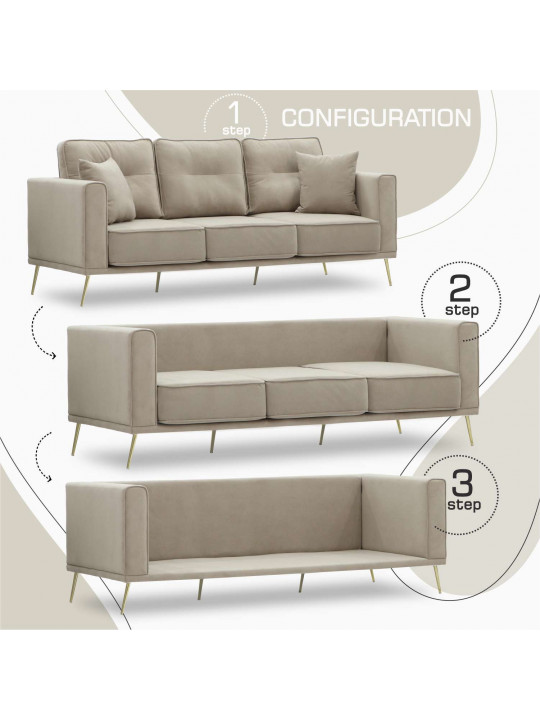 Բազմոց HOBEL ARMANDO 3 STR GOLD 20SM/CAPPUCCINO LEONARDO 4 (1) 