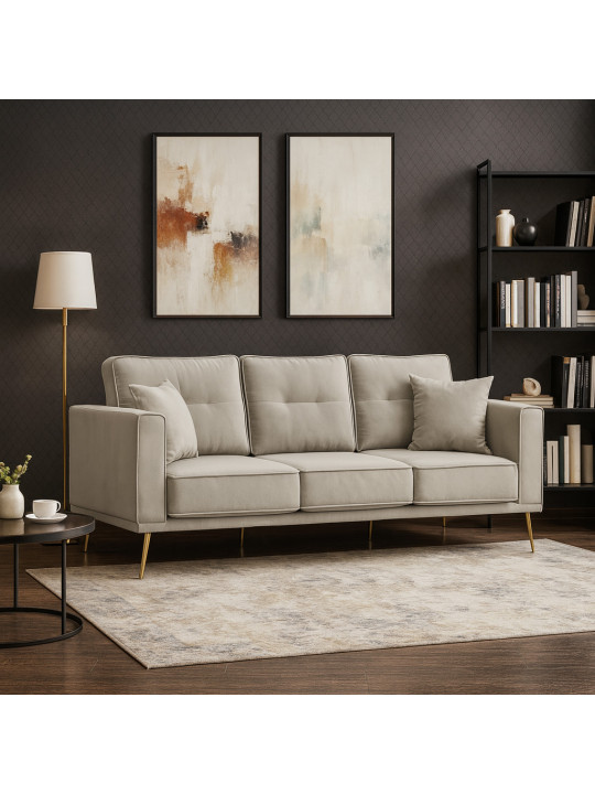 Sofa HOBEL ARMANDO 3 STR GOLD 20SM/CAPPUCCINO LEONARDO 4 (1) 