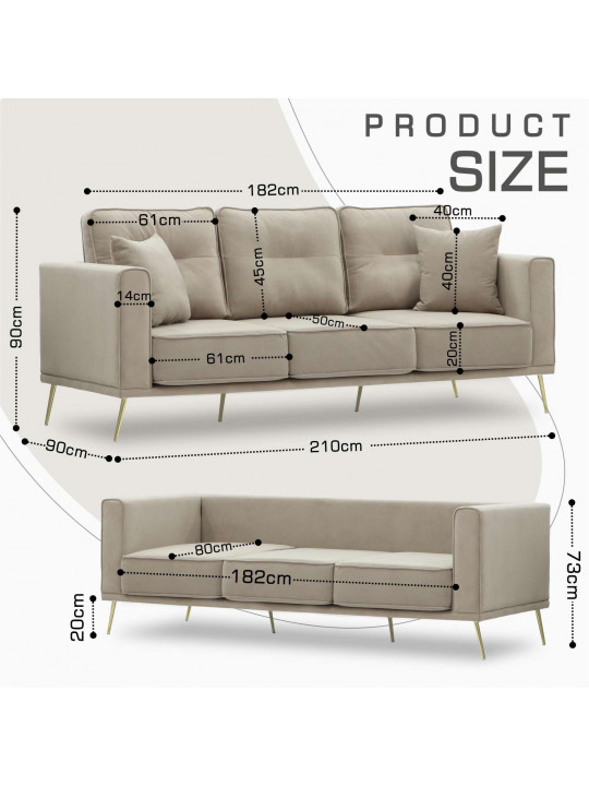 Sofa HOBEL ARMANDO 3 STR GOLD 20SM/CAPPUCCINO LEONARDO 4 (1) 