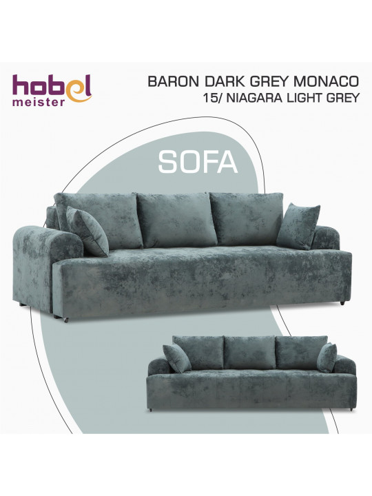 Sofa HOBEL BARON DARK GREY MONACO 15/ NIAGARA LIGHT GREY (3) 