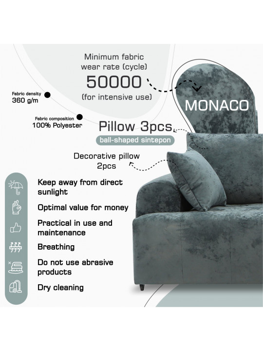 Sofa HOBEL BARON DARK GREY MONACO 15/ NIAGARA LIGHT GREY (3) 