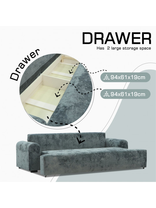 Sofa HOBEL BARON DARK GREY MONACO 15/ NIAGARA LIGHT GREY (3) 