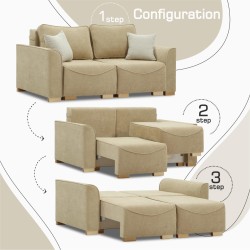 Диван HOBEL BELONA 2 STR LIGHT BROWN BONCUK 6/CREAM INFINITY 103 (5) 