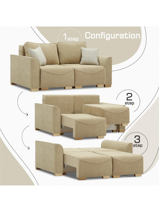 Բազմոց HOBEL BELONA 2 STR LIGHT BROWN BONCUK 6/CREAM INFINITY 103 (5) 