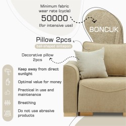 Диван HOBEL BELONA 2 STR LIGHT BROWN BONCUK 6/CREAM INFINITY 103 (5) 