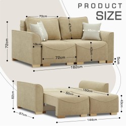 Диван HOBEL BELONA 2 STR LIGHT BROWN BONCUK 6/CREAM INFINITY 103 (5) 
