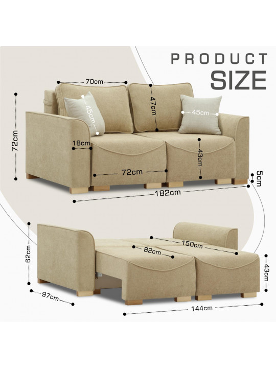 Բազմոց HOBEL BELONA 2 STR LIGHT BROWN BONCUK 6/CREAM INFINITY 103 (5) 