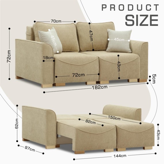 Sofa HOBEL BELONA 2 STR LIGHT BROWN BONCUK 6/CREAM INFINITY 103 (5) 