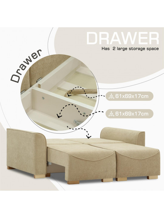 Բազմոց HOBEL BELONA 2 STR LIGHT BROWN BONCUK 6/CREAM INFINITY 103 (5) 