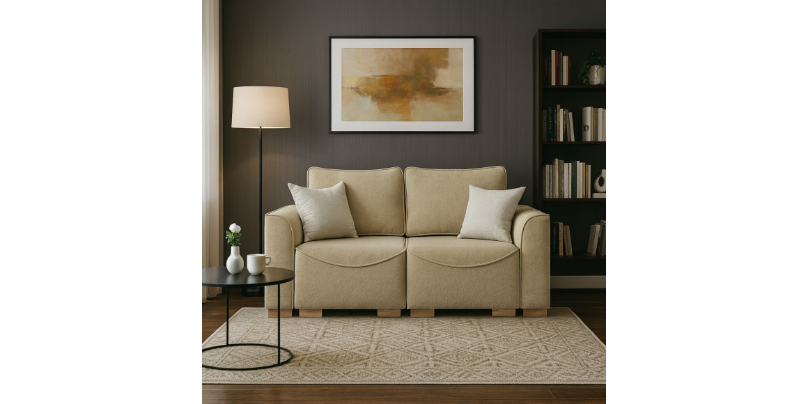 Диван HOBEL BELONA 2 STR LIGHT BROWN BONCUK 6/CREAM INFINITY 103 (5) 