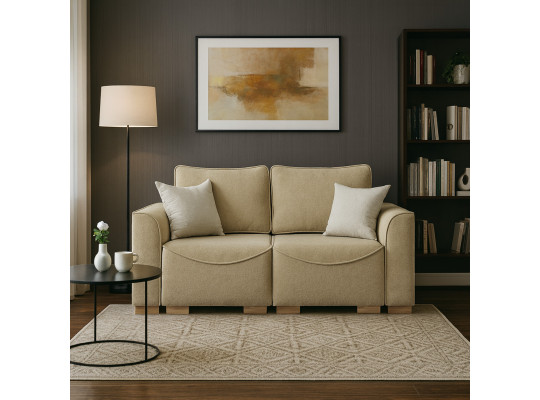 Диван HOBEL BELONA 2 STR LIGHT BROWN BONCUK 6/CREAM INFINITY 103 (5) 