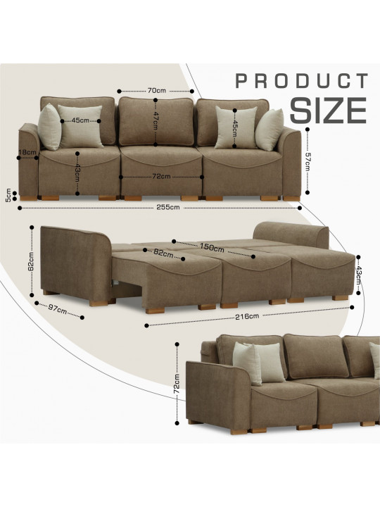 Բազմոց HOBEL BELONA 3 F/R LIGHT BROWN BONCUK 7 (7) 