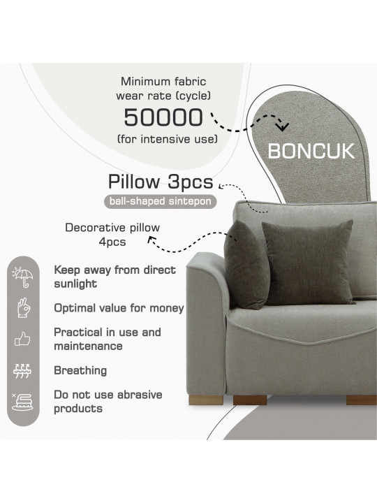 Sofa HOBEL BELONA LUXE 3 CREAM BONCUK 4/ BROWN SHO 599-2 (7) 