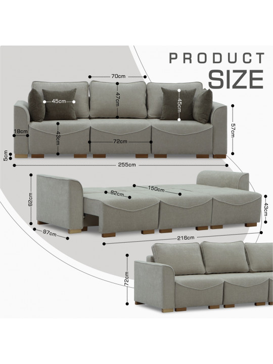 Sofa HOBEL BELONA LUXE 3 CREAM BONCUK 4/ BROWN SHO 599-2 (7) 