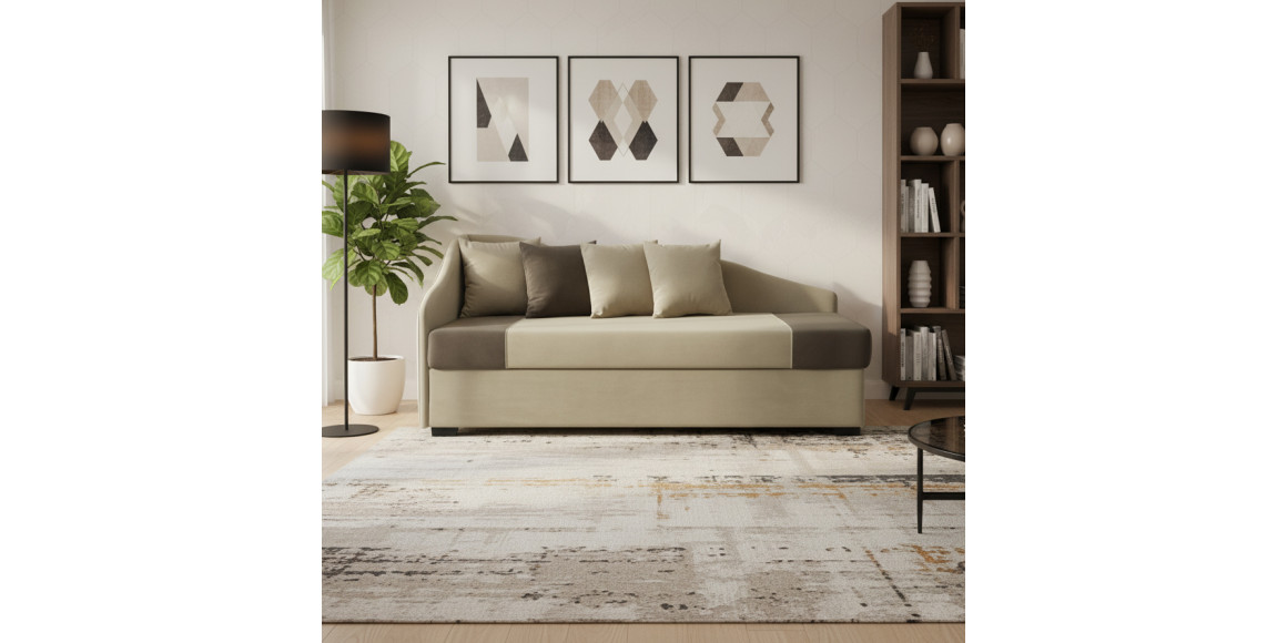 Диван HOBEL BIG-BEN BEIGE LEONARDO 03/ DARK BROWN LEONARDO 06 L (2) 