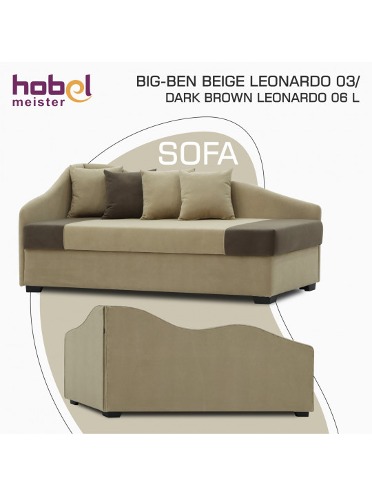 Sofa HOBEL BIG-BEN BEIGE LEONARDO 03/ DARK BROWN LEONARDO 06 L (2) 